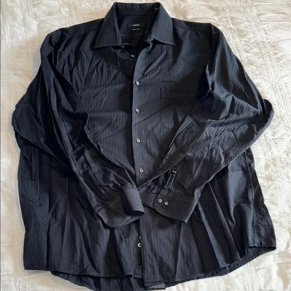 alfani black dress shirt Alfani Dress Shirt Mens XL Black Cotton Geometric Button Up Business Formal